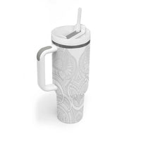 Samoan Traditional Art Tattoos Tumbler With Handle Tatau Roman Reigns White Color LT03 - Polynesian Pride