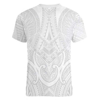 Samoan Traditional Art Tattoos Women V-Neck T-Shirt Tatau Roman Reigns White Color LT03 - Polynesian Pride