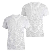 Samoan Traditional Art Tattoos Women V-Neck T-Shirt Tatau Roman Reigns White Color LT03 - Polynesian Pride