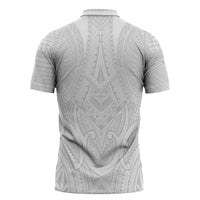 Samoan Traditional Art Tattoos Zipper Polo Shirt Tatau Roman Reigns White Color LT03 - Polynesian Pride