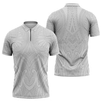 Samoan Traditional Art Tattoos Zipper Polo Shirt Tatau Roman Reigns White Color LT03 - Polynesian Pride