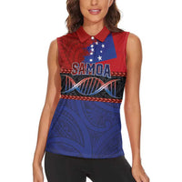 Personalised Samoan DNA-Proud of Samoa Women Sleeveless Polo Shirt Polynesian Patterns - Polynesian Pride