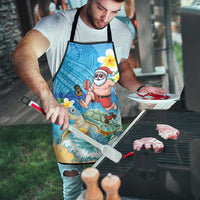 Polynesian Merry Christmas Apron Funny Santa with Sea Turtle Beach Plumeria - Polynesian Pride