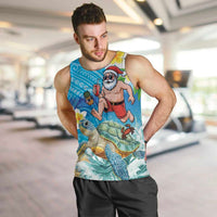 Polynesian Merry Christmas Men Tank Top Funny Santa with Sea Turtle Beach Plumeria - Polynesian Pride