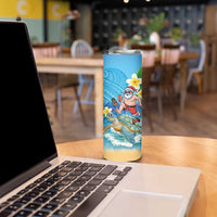 Polynesian Merry Christmas Skinny Tumbler Funny Santa with Sea Turtle Beach Plumeria LT03 - Polynesian Pride