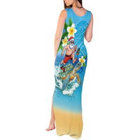 Polynesian Merry Christmas Tank Maxi Dress Funny Santa with Sea Turtle Beach Plumeria LT03 - Polynesian Pride