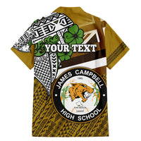 Hawaii James Campbell High School Family Matching Mermaid Dress and Hawaiian Shirt Kakau Pattern Gold Color Version LT03 - Polynesian Pride