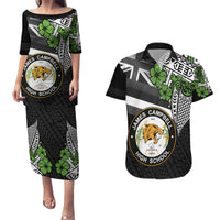 Hawaii James Campbell High School Couples Matching Puletasi Dress and Hawaiian Shirt Kakau Pattern Black Version LT03 Black - Polynesian Pride