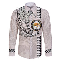 Custom Hawaii James Campbell High School Family Matching Mermaid Dress and Hawaiian Shirt Tribal Kakau Pattern LT03 Dad's Shirt - Long Sleeve White - Polynesian Pride