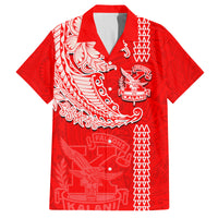 Hawaii Kalani High School Family Matching Puletasi Dress and Hawaiian Shirt Tribal Kakau Pattern LT03 Dad's Shirt - Short Sleeve Red - Polynesian Pride
