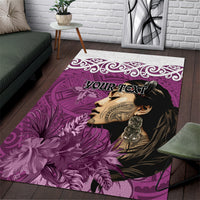 Custom New Zealand Womens Day Area Rug Traditional Maori Woman Polynesian Pattern Pink Color LT03 Pink - Polynesian Pride