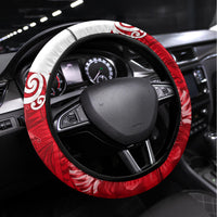 New Zealand Womens Day Steering Wheel Cover Traditional Maori Woman Polynesian Pattern Red Color LT03 Universal Fit Red - Polynesian Pride