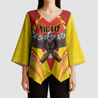 American Samoa Fautasi Race Kimono Sleeve Blouse Pago Pago-Aeto Samoan Tattoo and Eagle