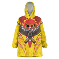 American Samoa Fautasi Race Wearable Blanket Hoodie Pago Pago-Aeto Samoan Tattoo and Eagle LT03 One Size Yellow - Polynesian Pride