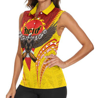 American Samoa Fautasi Race Women Sleeveless Polo Shirt Pago Pago-Aeto Samoan Tattoo and Eagle LT03 - Polynesian Pride