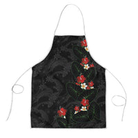 Hawaiian Taro Leaves-Hibiscus and Plumeria Apron Floral Tribal Tattoo Motif LT03 Black - Polynesian Pride