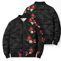 Hawaiian Taro Leaves-Hibiscus and Plumeria Bomber Puffer Jacket Floral Tribal Tattoo Motif LT03 - Polynesian Pride
