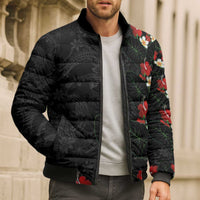 Hawaiian Taro Leaves-Hibiscus and Plumeria Bomber Puffer Jacket Floral Tribal Tattoo Motif LT03 - Polynesian Pride