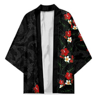 Hawaiian Taro Leaves-Hibiscus and Plumeria Kimono Floral Tribal Tattoo Motif LT03 Unisex Black - Polynesian Pride