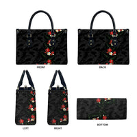 Hawaiian Taro Leaves-Hibiscus and Plumeria Leather Bag Floral Tribal Tattoo Motif LT03 - Polynesian Pride