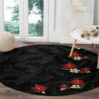 Hawaiian Taro Leaves-Hibiscus and Plumeria Round Carpet Floral Tribal Tattoo Motif LT03 - Polynesian Pride