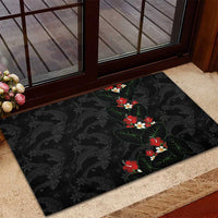Hawaiian Taro Leaves-Hibiscus and Plumeria Rubber Doormat Floral Tribal Tattoo Motif LT03 - Polynesian Pride