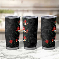 Hawaiian Taro Leaves-Hibiscus and Plumeria Tumbler Cup Floral Tribal Tattoo Motif LT03 - Polynesian Pride