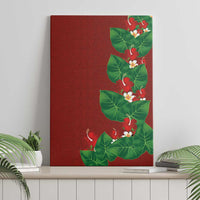 Hawaiian Taro Leaves-Hibiscus and Plumeria Canvas Wall Art Polynesian Art-Kakau Tattoo Red LT03 - Polynesian Pride