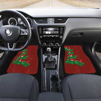 Hawaiian Taro Leaves-Hibiscus and Plumeria Car Mats Polynesian Art-Kakau Tattoo Red LT03 Set 2pcs - Front Red - Polynesian Pride