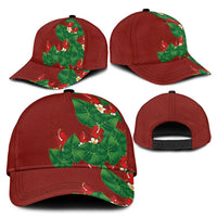 Hawaiian Taro Leaves-Hibiscus and Plumeria Classic Cap Polynesian Art-Kakau Tattoo Red LT03 - Polynesian Pride