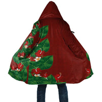 Hawaiian Taro Leaves-Hibiscus and Plumeria Cloak Polynesian Art-Kakau Tattoo Red LT03 Unisex Red - Polynesian Pride