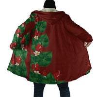 Hawaiian Taro Leaves-Hibiscus and Plumeria Cloak Polynesian Art-Kakau Tattoo Red LT03 - Polynesian Pride