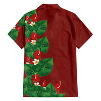 Hawaiian Taro Leaves-Hibiscus and Plumeria Hawaiian Shirt Polynesian Art-Kakau Tattoo Red LT03 - Polynesian Pride