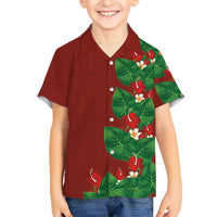 Hawaiian Taro Leaves-Hibiscus and Plumeria Hawaiian Shirt Polynesian Art-Kakau Tattoo Red LT03 - Polynesian Pride