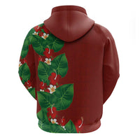 Hawaiian Taro Leaves-Hibiscus and Plumeria Hoodie Polynesian Art-Kakau Tattoo Red LT03 - Polynesian Pride