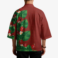 Hawaiian Taro Leaves-Hibiscus and Plumeria Kimono Polynesian Art-Kakau Tattoo Red LT03 - Polynesian Pride