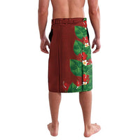 Hawaiian Taro Leaves-Hibiscus and Plumeria Lavalava Polynesian Art-Kakau Tattoo Red LT03 - Polynesian Pride