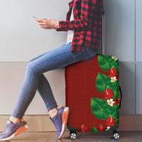Hawaiian Taro Leaves-Hibiscus and Plumeria Luggage Cover Polynesian Art-Kakau Tattoo Red LT03 - Polynesian Pride