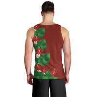Hawaiian Taro Leaves-Hibiscus and Plumeria Men Tank Top Polynesian Art-Kakau Tattoo Red LT03 - Polynesian Pride