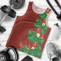Hawaiian Taro Leaves-Hibiscus and Plumeria Men Tank Top Polynesian Art-Kakau Tattoo Red LT03 - Polynesian Pride