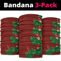 Hawaiian Taro Leaves-Hibiscus and Plumeria Neck Gaiter Polynesian Art-Kakau Tattoo Red LT03 package One Size: 25*50cm Red - Polynesian Pride