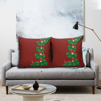 Hawaiian Taro Leaves-Hibiscus and Plumeria Pillow Cover Polynesian Art-Kakau Tattoo Red LT03 - Polynesian Pride