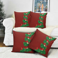 Hawaiian Taro Leaves-Hibiscus and Plumeria Pillow Cover Polynesian Art-Kakau Tattoo Red LT03 - Polynesian Pride