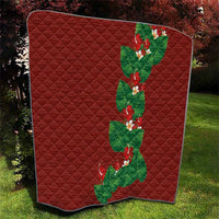 Hawaiian Taro Leaves-Hibiscus and Plumeria Quilt Polynesian Art-Kakau Tattoo Red LT03 - Polynesian Pride