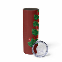Hawaiian Taro Leaves-Hibiscus and Plumeria Skinny Tumbler Polynesian Art-Kakau Tattoo Red LT03 - Polynesian Pride