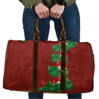 Hawaiian Taro Leaves-Hibiscus and Plumeria Travel Bag Polynesian Art-Kakau Tattoo Red LT03 Red - Polynesian Pride