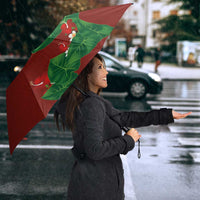Hawaiian Taro Leaves-Hibiscus and Plumeria Umbrella Polynesian Art-Kakau Tattoo Red LT03 - Polynesian Pride