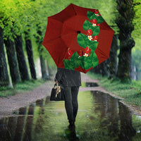 Hawaiian Taro Leaves-Hibiscus and Plumeria Umbrella Polynesian Art-Kakau Tattoo Red LT03 - Polynesian Pride