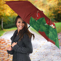 Hawaiian Taro Leaves-Hibiscus and Plumeria Umbrella Polynesian Art-Kakau Tattoo Red LT03 - Polynesian Pride