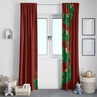 Hawaiian Taro Leaves-Hibiscus and Plumeria Window Curtain Polynesian Art-Kakau Tattoo Red LT03 - Polynesian Pride